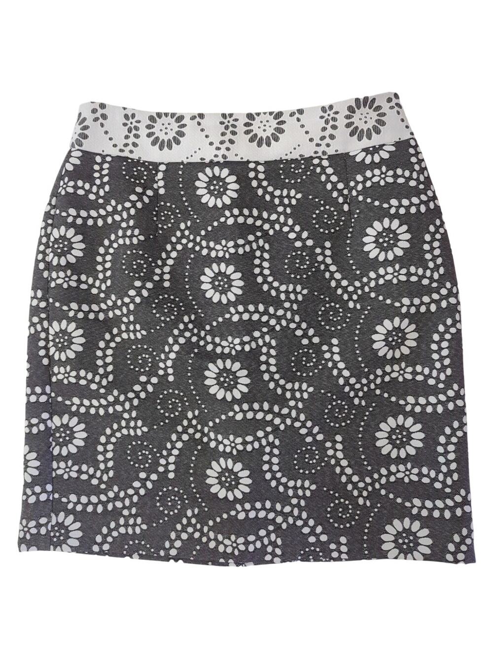Banana Republic Gray & White Floral Dots Pencil Skirt Lined Women's petite sze 0